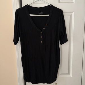 Womens Isabella maternity black half button top